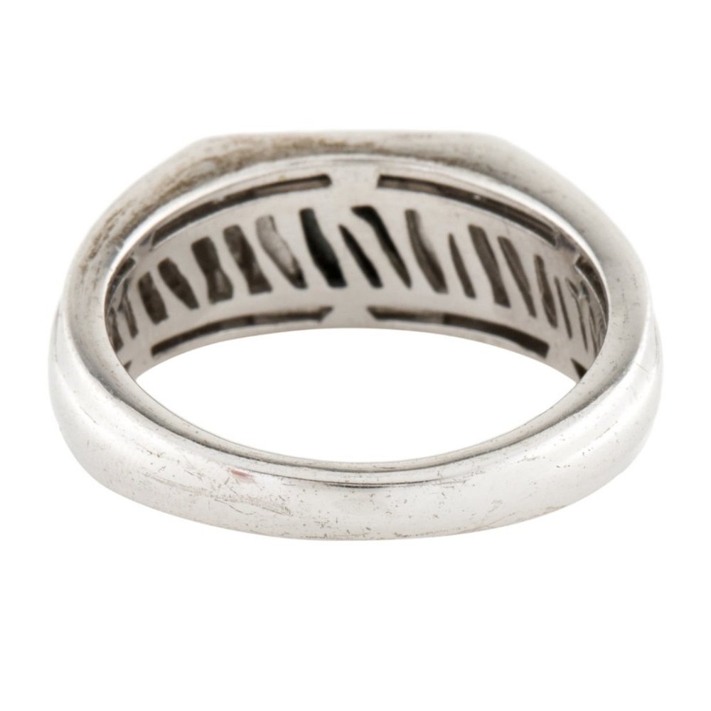 EFFY JEWELERY STERLING SILVER 925 HEMATINE & DIAMOND SIGNET RING - Picture 4 of 4